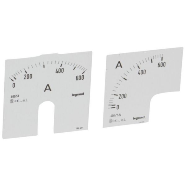 Cadrans de mesure pour ampèremètre analogique 0A à 600A - 1 cadran pour fût rond et 1 cadran pour fût carré: th_014620-LEGRAND-1000.jpg