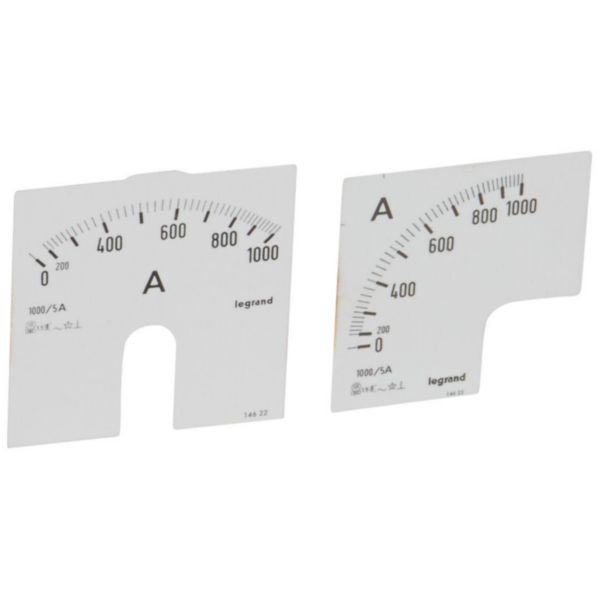 Cadrans de mesure pour ampèremètre analogique 0A à 1000A - 1 cadran pour fût rond et 1 cadran pour fût carré