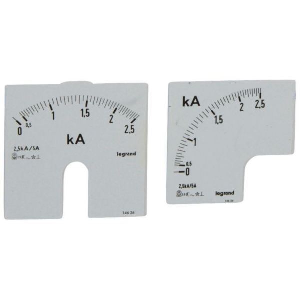 Cadrans de mesure pour ampèremètre analogique 0A à 2500A - 1 cadran pour fût rond et 1 cadran pour fût carré: th_014626-LEGRAND-1000.jpg