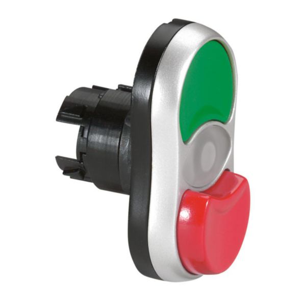 Tête double touche affleurante et dépassante lumineuse IP66 Osmoz composable - vert et rouge