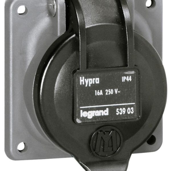 Prise de courant fixe 2P+T à brochage domestique Hypra IP44 - 250V~ - plastique