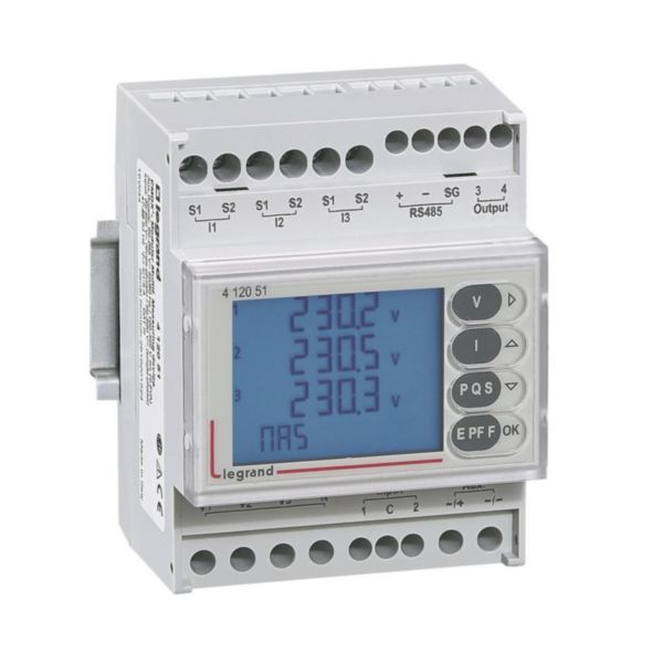 Centrale de mesure EMDX³ modulaire affichage LCD avec sortie RS485 et à impulsion - 4 modules