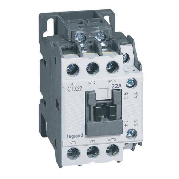 Contacteur de puissance CTX³22 3 pôles - 22A bornes à vis - avec contacts auxiliaires intégrés 1NO et 1NF - 110V~