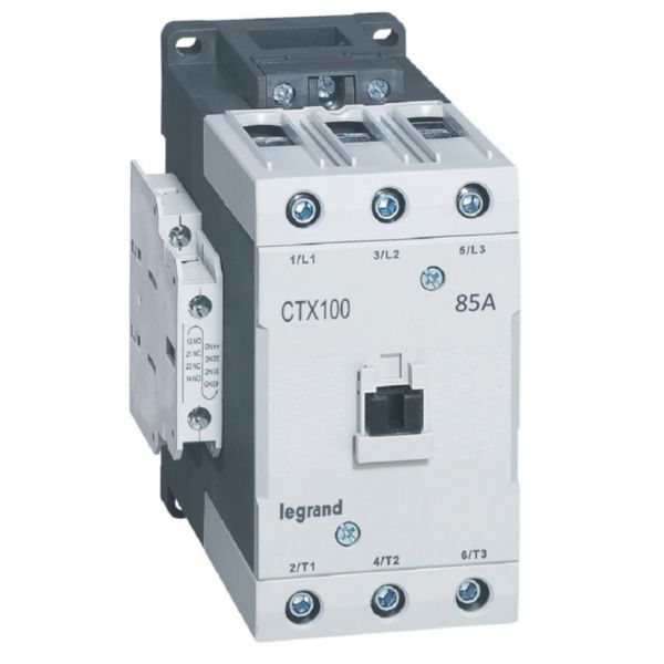 Contacteur de puissance CTX³100 3 pôles - 85A bornes à cage - contacts auxiliaires intégrés 2 contacts NO et 2NF - 110V~