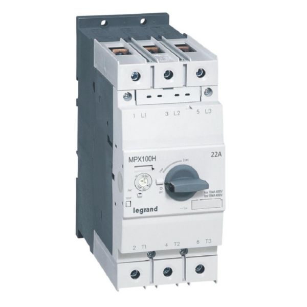 Disjoncteur moteur magnétothermique MPX³100H - réglage thermique 14A à 22A - pouvoir de coupure 100kA en 415V: th_417371-LEGRAND-1000.jpg
