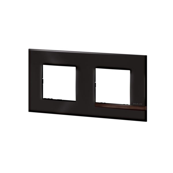 Plaque Altège Collection Déco 2 postes finition Onyx - noir brillant avec liseré bois foncé:th_BT-AL9ON2-WEB-L.jpg