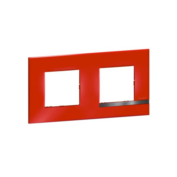 Plaque Altège Collection Déco 2 postes finition Rubis - rouge brillant avec liseré effet aluminium