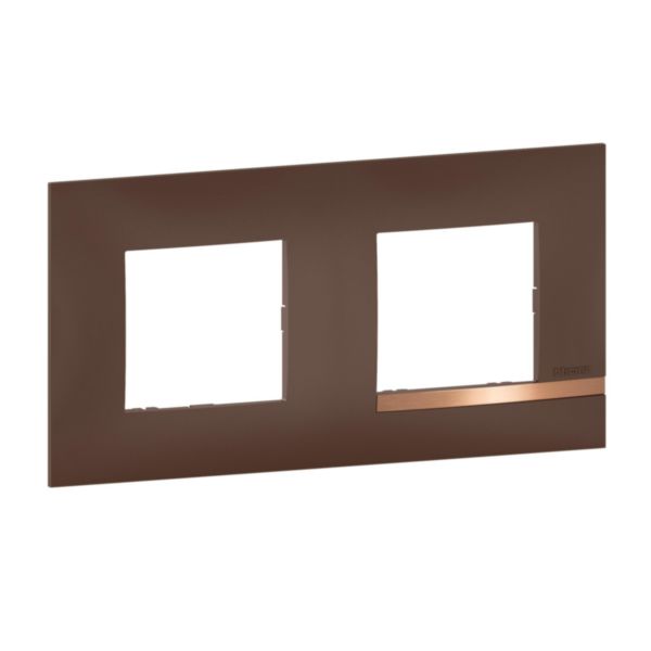 Plaque Altège Collection Déco 2 postes finition Terre de sienne - marron avec liseré effet cuivre: th_BT-AL9TS2-WEB-R.jpg