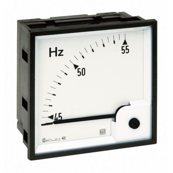Fréquencemètre analogique type DIN RQ48FI 45-55Hz 400V direct avec cadran déviation 90°