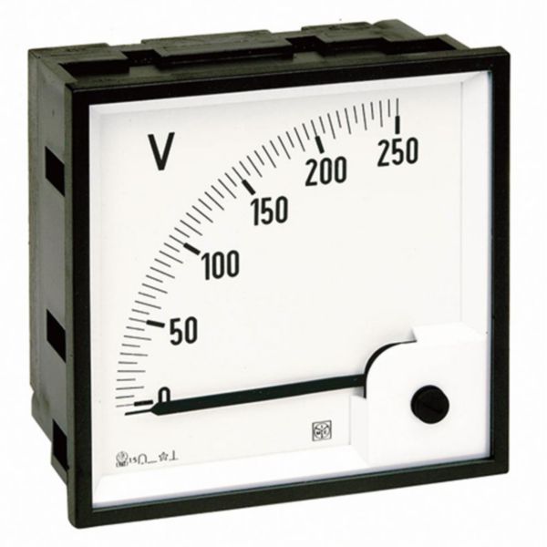Voltmètre analogique type DIN RQ72M 0-10V DC direct avec cadran déviation 90°