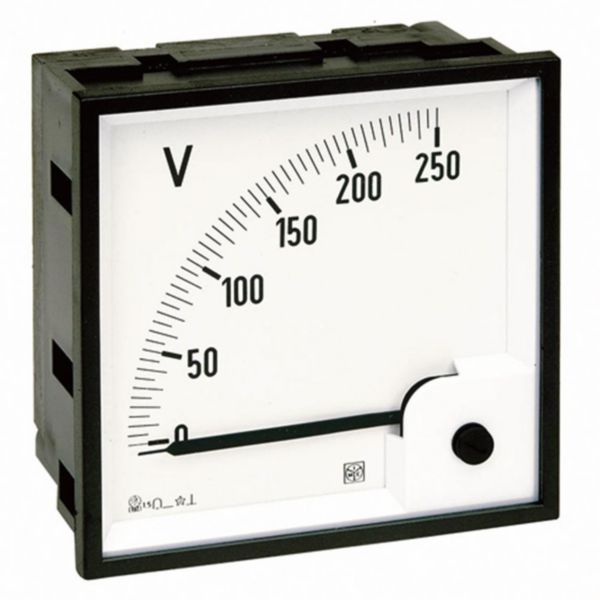 Voltmètre analogique type DIN RQ96M 0- 10V DC direct avec cadran déviation 90°