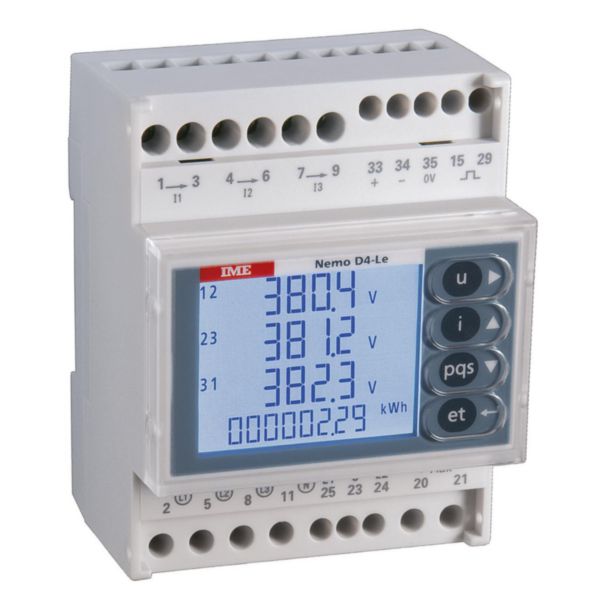 Centrale de mesure type NEMO D4-Le - 4 modules - 80 à 500V sur TC/1-5A alim.aux. 80 à 265VAC/110 à 300VDC - sortie pulse + BACNET