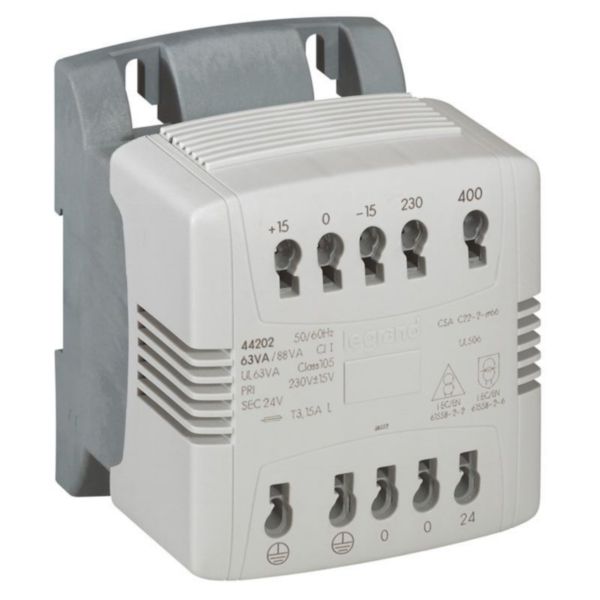 Transformateur de commande et sécurité à connexion automatique primaire 230V à 400V et secondaire 24V~ - 40VA: th_LG-044201-WEB-R.jpg
