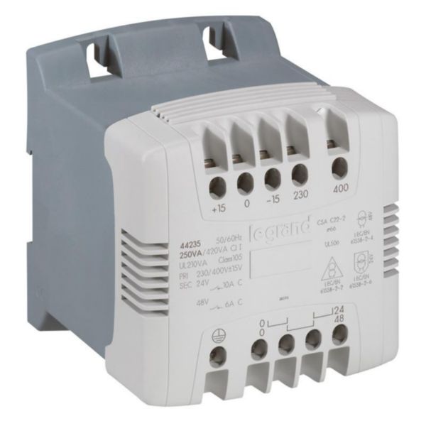Transformateur de commande et sécurité à connexion à vis primaire 230V à 400V et secondaire 24V~ à 48V~ - 400VA: th_LG-044236-WEB-R.jpg