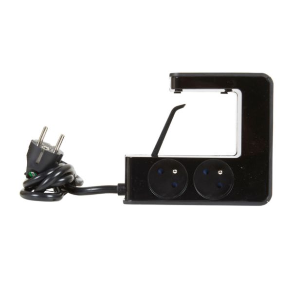 Rallonge multiprise clipsable avec 4 prises 2P+T , 2 prises USB Type-A , interrupteur lumineux et cordon 1,5m - noir