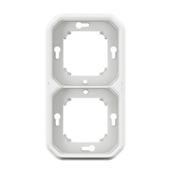 Support plaque étanche pour montage encastré 2 postes horizontaux ou verticaux Plexo - blanc: th_LG-069694L-WEB-F.jpg