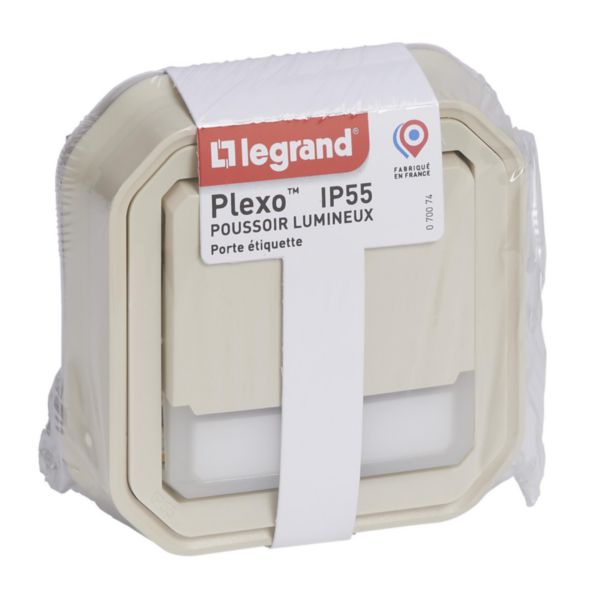 Poussoir inverseur lumineux étanche avec porte-étiquette Plexo livré complet pour montage en encastré avec griffes sable:th_LG-070074-WEB-R2.jpg
