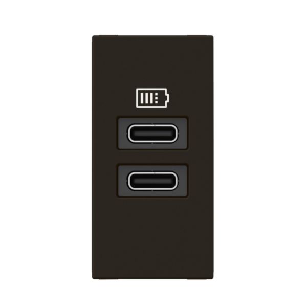 Prise 2 USB Type-C Mosaic 3A 15W pour boite de sol, bloc bureau et goulotte - 1 module noir mat: th_LG-077682L-WEB-F.jpg