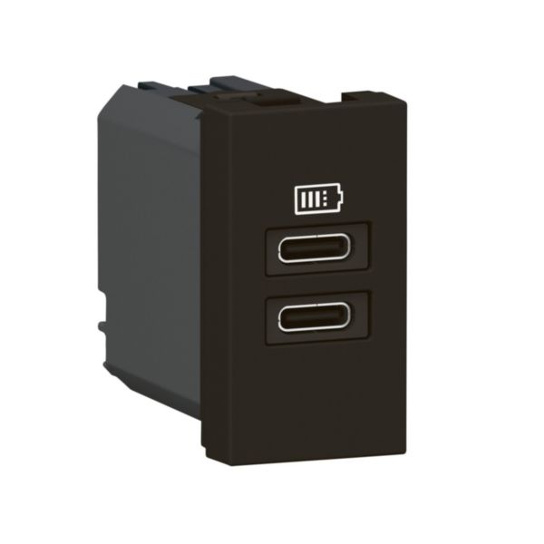 Prise 2 USB Type-C Mosaic 3A 15W pour boite de sol, bloc bureau et goulotte - 1 module noir mat: th_LG-077682L-WEB-R.jpg