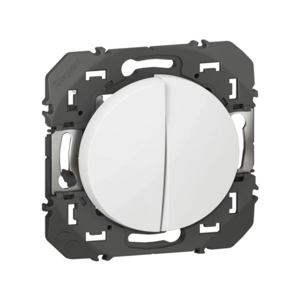 Double interrupteur ou va-et-vient dooxie 10AX 250V~ finition blanc - emballage blister: th_LG-095201-WEB-R.jpg