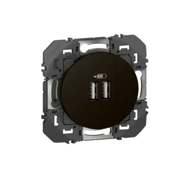 Prise double USB Type-A dooxie 3A 15W finition noir, à équiper d'une plaque de finition - emballage blister: th_LG-095287-WEB-R.jpg
