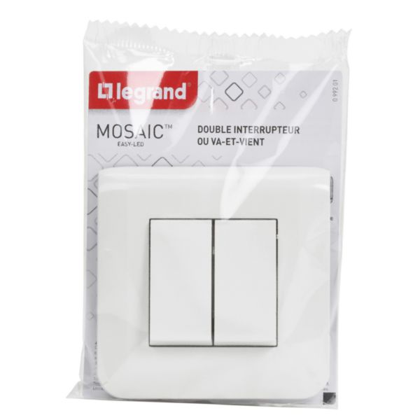 Double interrupteur ou va-et-vient Mosaic 10A blanc complet avec plaque et fixation à vis:th_LG-099201-WEB-PF.jpg