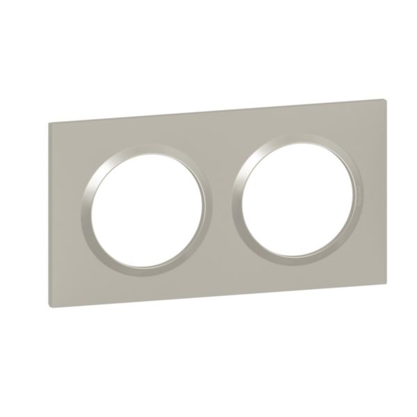 Plaque carrée dooxie 2 postes finition plume mat avec bague plume brillante (gris)