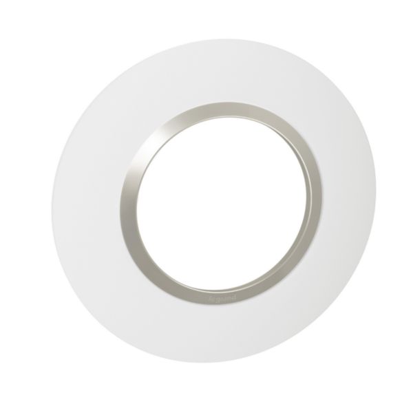 Plaque de finition ronde dooxie 1 poste finition blanc mat avec bague plume brillante (gris): th_LG-600971-WEB-R.jpg