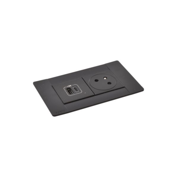 Incara Multilink version horizontal pour mobilier équipé de 1 prise 2P+T et 1 chargeur USB Type-A+Type-C - noir: th_LG-654773-WEB-R2.jpg