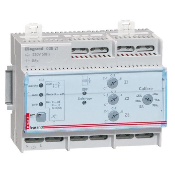 Programmateur modulaire digital chauffage fil pilote 2 zones 7 jours 230V  HAGER 49003