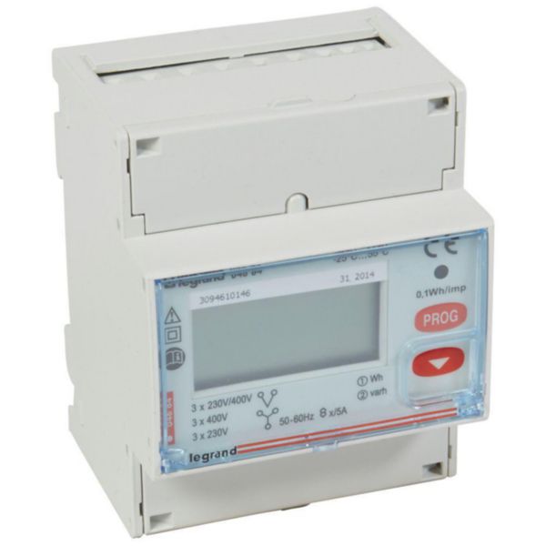 Compteur triphasé EMDX³ non MID raccordement TI 5A sortie RS485 - 4 modules DIN