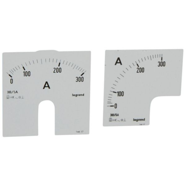 Cadrans de mesure pour ampèremètre analogique 0A à 300A - 1 cadran pour fût rond et 1 cadran pour fût carré