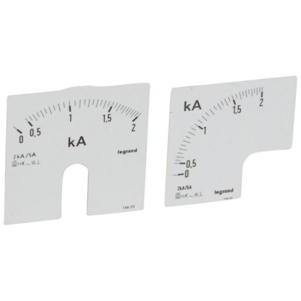 Cadrans de mesure pour ampèremètre analogique 0A à 2000A - 1 cadran pour fût rond et 1 cadran pour fût carré