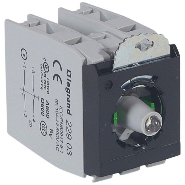 Sous-ensemble bloc pour tête lumineuse Osmoz raccordement à vis - 230V~ - 2 contacts NO/NF blanc - Page 23