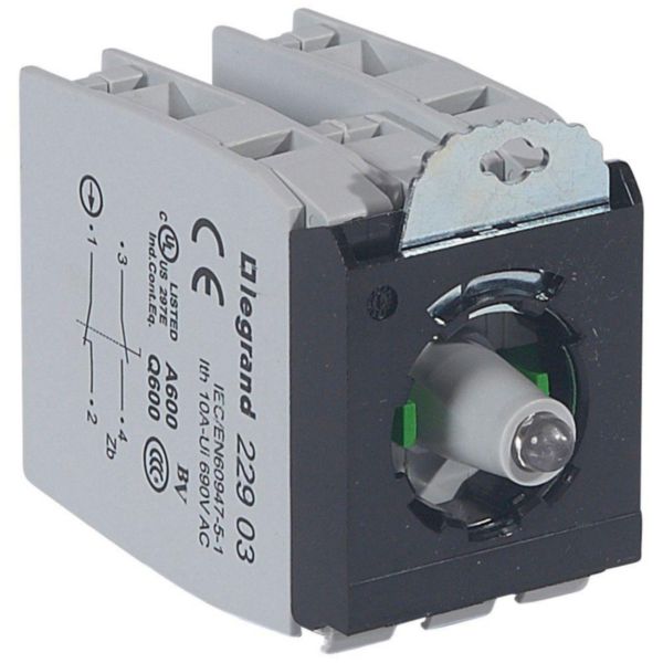 Sous-ensemble bloc pour tête lumineuse Osmoz raccordement à vis - 230V~ - 2 contacts NO/NF vert - Page 23