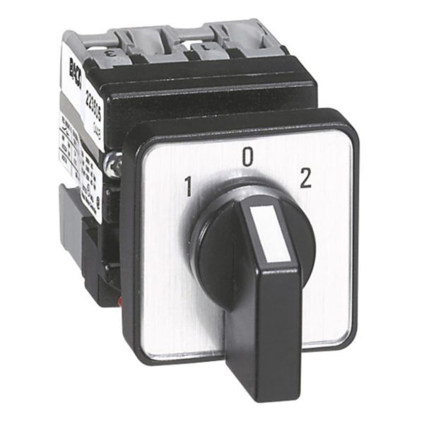 Mini-commutateur à cames inverseur avec position arrêt 45° - 3P - 6 contacts -fixation centrale Ø22 sur porte