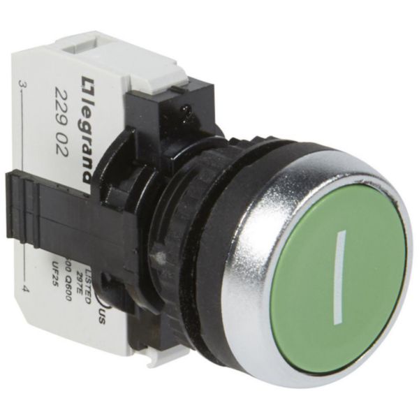 Bouton non lumineux à impulsion affleurant IP69 Osmoz complet - vert marqué I