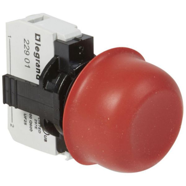 Bouton non lumineux à impulsion affleurant capuchonné IP67 Osmoz complet - rouge