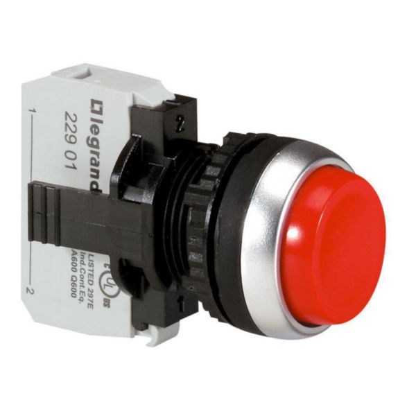 Bouton non lumineux à impulsion dépassant IP69 Osmoz complet Ø22 - rouge