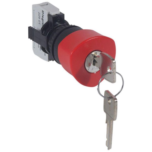 Coup de poing à accrochage non lumineux Osmoz complet IP69 Ø40 à clé n°455 - rouge