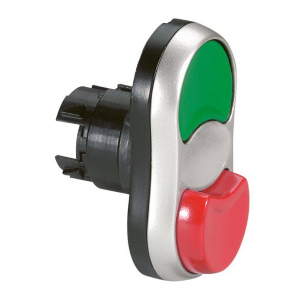Tête double touche affleurante et dépassante non lumineuse IP66 Osmoz composable - vert et rouge
