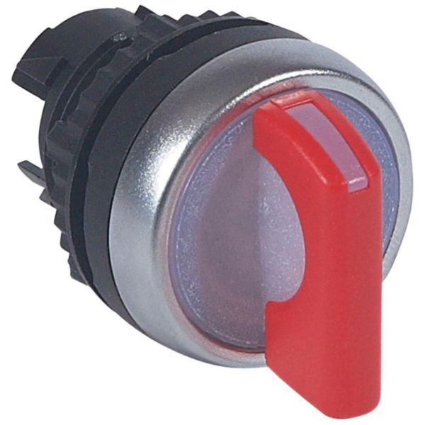 Bouton tournant lumineux à manette rouge IP69 Osmoz composable - 3 positions fixes 45°