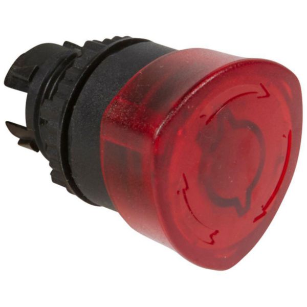 Coup de poing Ø40 pousser-tourner lumineux coupure d'urgence IP69 Osmoz composable - rouge