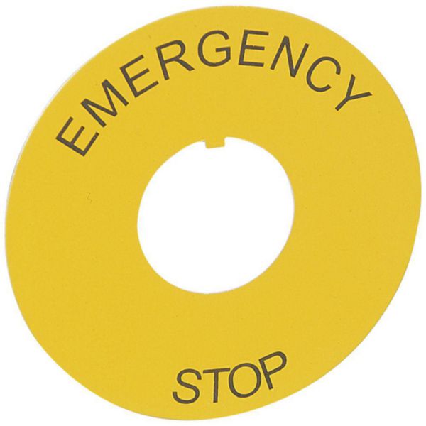 Etiquette Osmoz pour arrêt d'urgence Ø60Avec marquage EMERGENCY STOP - jaune