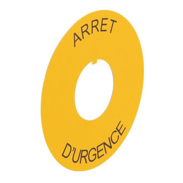 Etiquette Osmoz pour arrêt d'urgence Ø80Avec marquage ARRET D'URGENCE - jaune