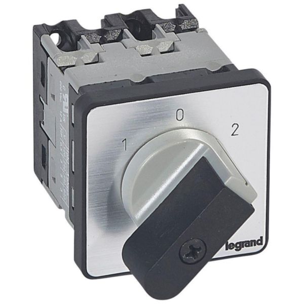 Commutateur à cames inverseur avec position arrêt 45° PR12 - 2P - 4 contacts - fixation par vis sur porte