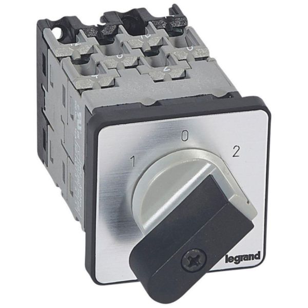 Commutateur à cames inverseur avec position arrêt 45° PR12 - 4P - 8 contacts - fixation par vis sur porte