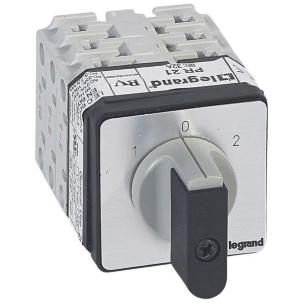 Commutateur à cames inverseur avec position arrêt 45° PR21 - 3P - 6 contacts - fixation par vis sur porte