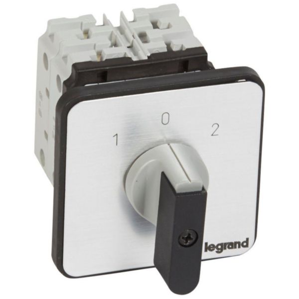 Commutateur à cames inverseur avec position arrêt 45° PR26 - 2P - 4 contacts - fixation par vis sur porte