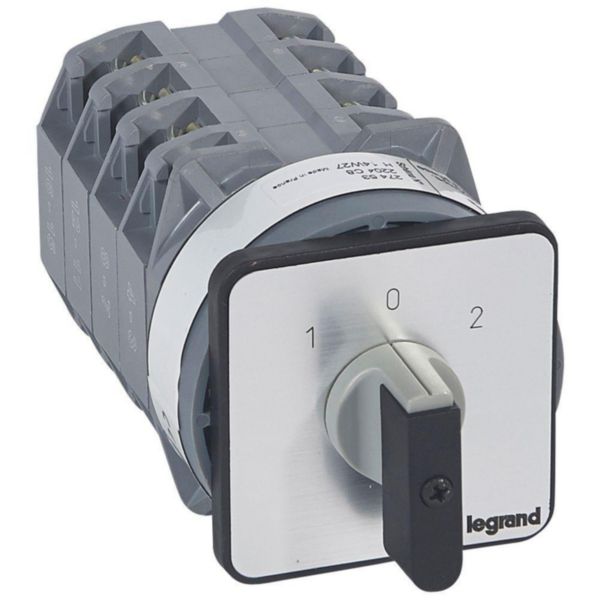 Commutateur à cames inverseur avec position arrêt 45° PR40 - 4P - 8 contacts - fixation par vis sur porte